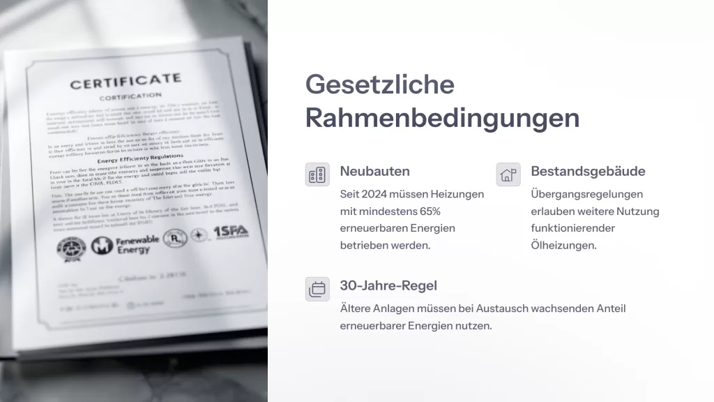 Ölheizung, Gesätze